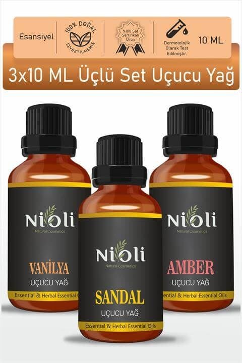 Nioli Vanilya, Sandal, Amber Esansiyel Uçucu Yağ Buhurdanlık Yağı Aromaterapi Yağı 10 ML