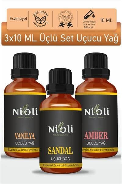 Nioli Vanilya, Sandal, Amber Esansiyel Uçucu Yağ Buhurdanlık Yağı Aromaterapi Yağı 10 ML