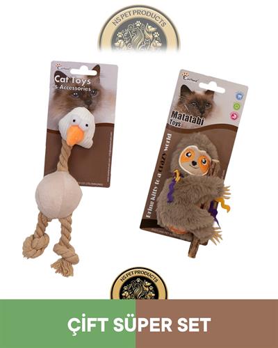 Eastland Catnipli Peluş Tavuk-Peluş Tembel Hayvan Oyuncak 2'li Set