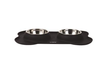 M-Pets Duet Sılıcone Mat Mama Kabı Siyah 2X400 ml