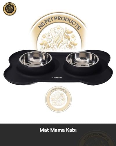M-Pets Duet Sılıcone Mat Mama Kabı Siyah 2X400 ml