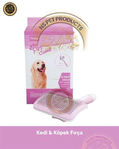 Sustali Tel Uç Kedi Köpek Fırça Pembe Medium