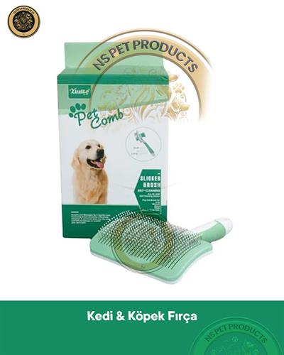Sustali Tel Uç Kedi Köpek Fırça Yeşil Medium