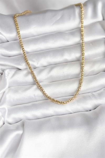 14K Gold Renk Kaplama Boru Zincir Model CM Kadın Kolye – PRT3500EB09672