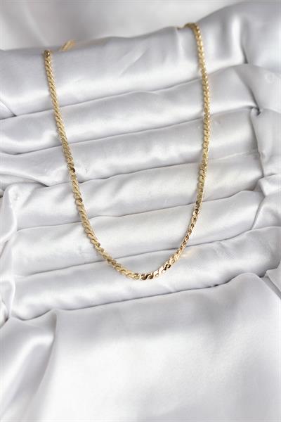 14K Gold Renk Kaplama Ezme Yılan Zincir Model CM Kadın Kolye – PRT3500EB09667