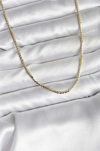 14K Gold Renk Kaplama Ezme Zincir Model CM Kadın Kolye – PRT3500EB09665