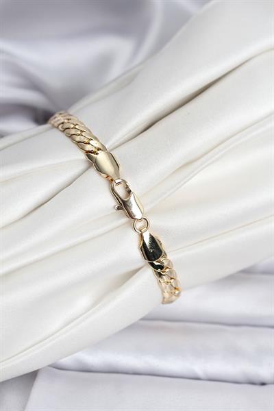 14K Gold Renk Kaplama Ezme Zincir Model Kadın Bileklik – PRT3500EB09596