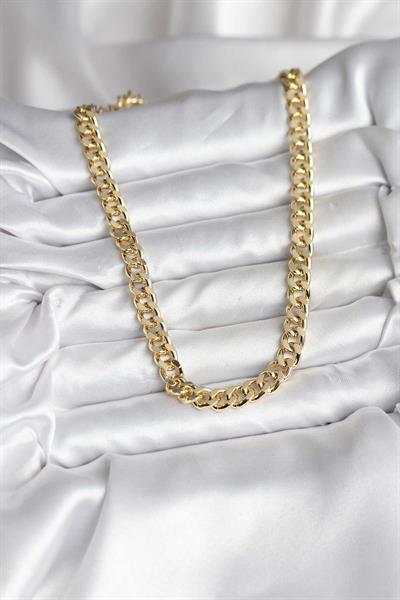 14K Gold Renk Kaplama Kalın Zincir Model CM Kadın Kolye – PRT3500EB09663
