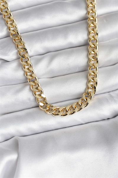 14K Gold Renk Kaplama Kalın Zincir Model CM Kadın Kolye – PRT3500EB09663