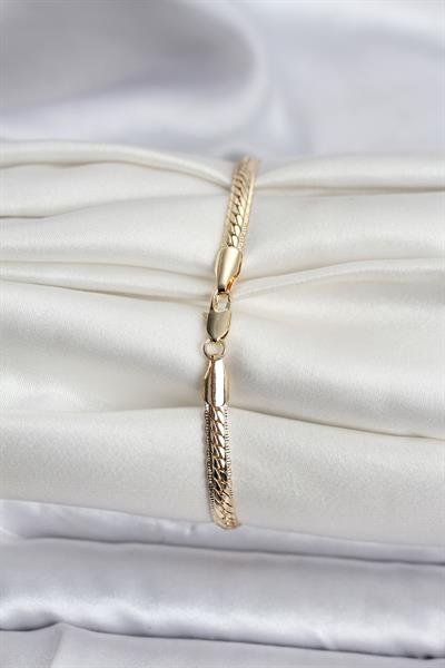 14K Gold Renk Kaplama Lazer Ezme Zincir Model CM Kadın Bileklik - PRT3500EB09610