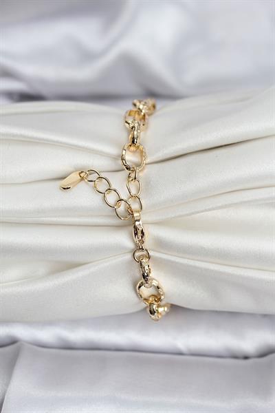 14K Gold Renk Kaplama Lazerli Zincir Model CM Kadın Bileklik – PRT3500EB09600