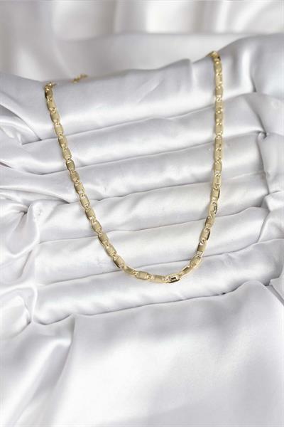 14K Gold Renk Kaplama Plaka Ezme Model Zincirli CM Kadın Kolye – PRT3500EB09675
