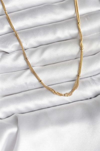 14K Gold Renk Kaplama Topçuk Zincirli Model CM Kadın Kolye – PRT3500EB09666