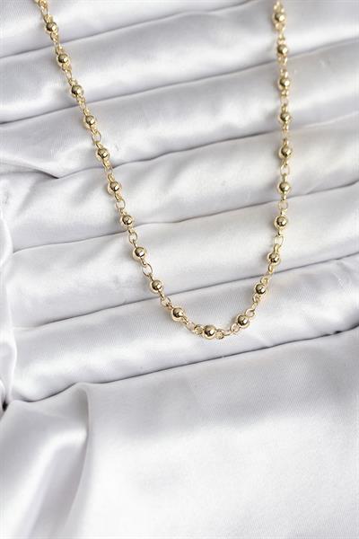 14K Gold Renk Kaplama Topçuklu Zincir Model CM Kadın Kolye – PRT3500EB09668