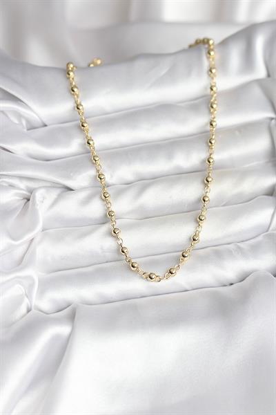14K Gold Renk Kaplama Topçuklu Zincir Model CM Kadın Kolye – PRT3500EB09668