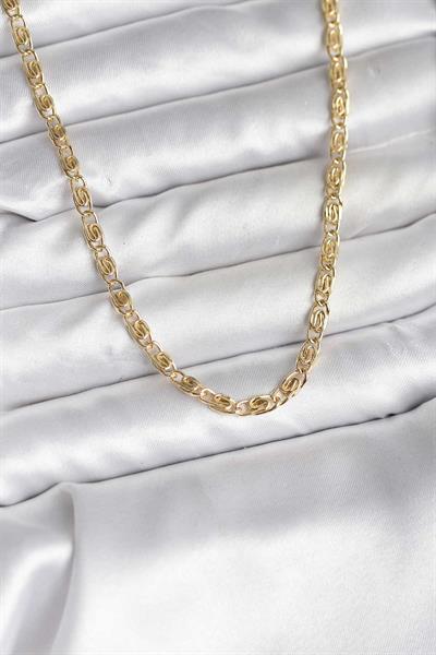 14K Gold Renk Kaplama Zincir Model CM Kadın Kolye – PRT3500EB09664