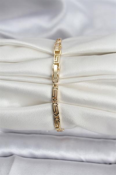 14K Gold Renk Kaplama Zirkon Taşlı Baget Model CM Kadın Bileklik – PRT3500EB09606