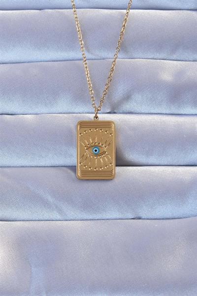 316L Altın Renk İşlemeli Nazarlı Göz Model Vintage Kolye – PRT3500EB02416