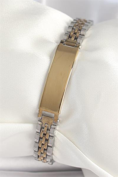 316L Çelik Gold Gümüş Renk Kalın Zincir Künye Model Erkek Bileklik – PRT3500EB04396