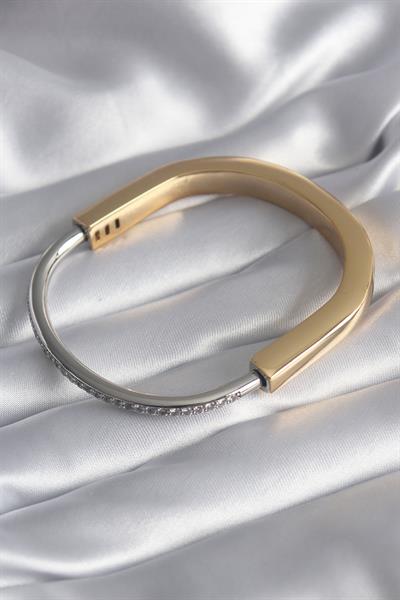 316L Çelik Gold Gümüş Renk Zirkon Taşlı VIP Seri Kadın Kelepçe - PRT3500EB00953