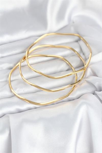 316L Çelik Gold Renk 65 mm Ajda Zikzak Model 3lü Kadın Bileklik – PRT3500EB09320