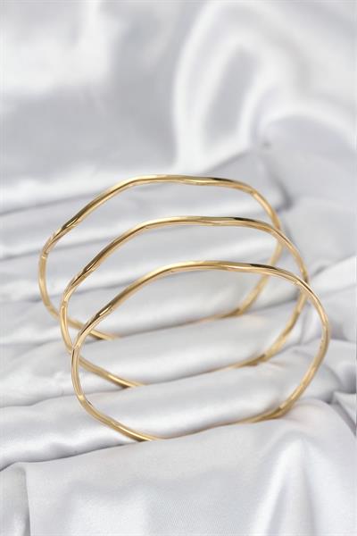 316L Çelik Gold Renk 65 mm Ajda Zikzak Model 3lü Kadın Bileklik – PRT3500EB09320