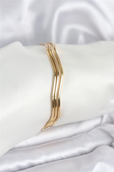 316L Çelik Gold Renk 65 mm Ajda Zikzak Model 3lü Kadın Bileklik – PRT3500EB09320