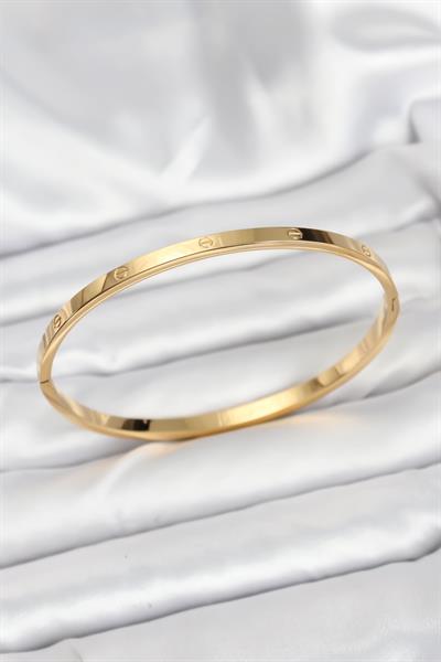 316L Çelik Gold Renk 65 mm İnce Kadın Kelepçe Bileklik – PRT3500EB08911