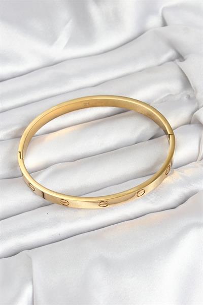 316L Çelik Gold Renk 65 mm Kadın Kelepçe Bileklik – PRT3500EB08908