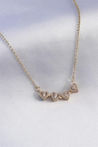 316L Çelik Gold Renk Açılır Zirkon Taşlı Yonca Model Kadın Kolye – PRT3500EB09749