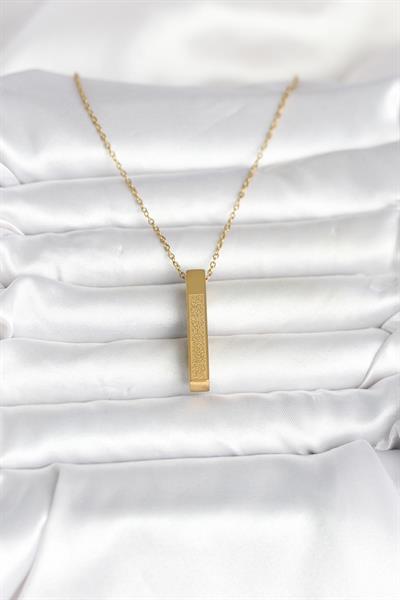 316L Çelik Gold Renk Ayetel Kürsi Yazılı Bar Çubuk Kolye