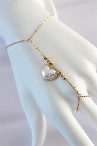 316L Çelik Gold Renk Beyaz Bubble Kalp Tasarımlı Şahmeran – PRT3500EB01350