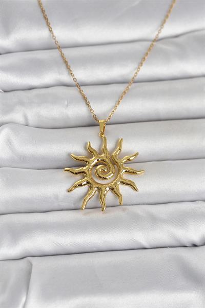 316L Çelik Gold Renk Bohem Güneş Model Kadın Kolye