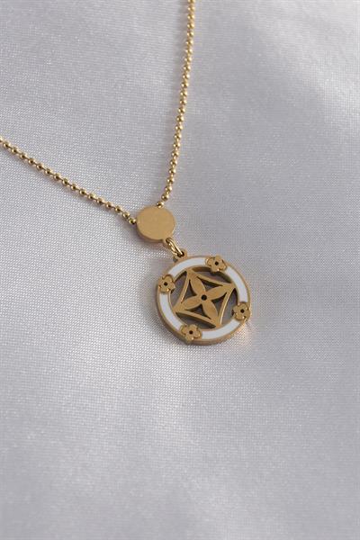 316L Çelik Gold Renk Çiçek Figür Kadın Kolye - PRT3500EB00323