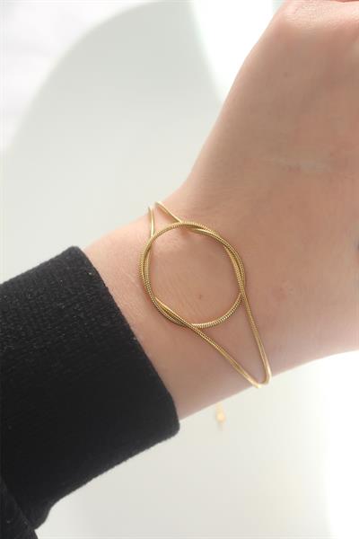 316L Çelik Gold Renk Düğüm Model Bileklik – PRT3500EB01254