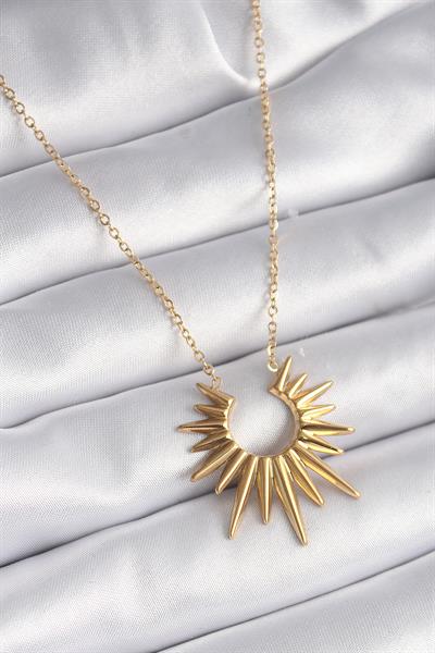 316L Çelik Gold Renk Güneş Model Vintage Kadın Kolye – PRT3500EB02984
