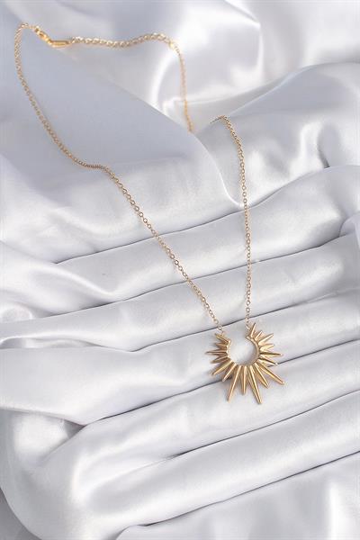 316L Çelik Gold Renk Güneş Model Vintage Kadın Kolye – PRT3500EB02984