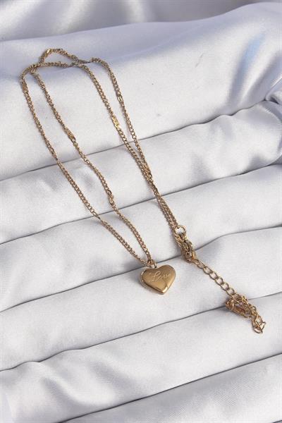 316L Çelik Gold Renk Kalp Model Love Kolye - PRT3500EB01838