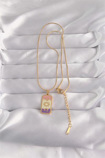 316L Çelik Gold Renk Karışık Mineli Ay Figür Tarot Kolye – PRT3500EB02140