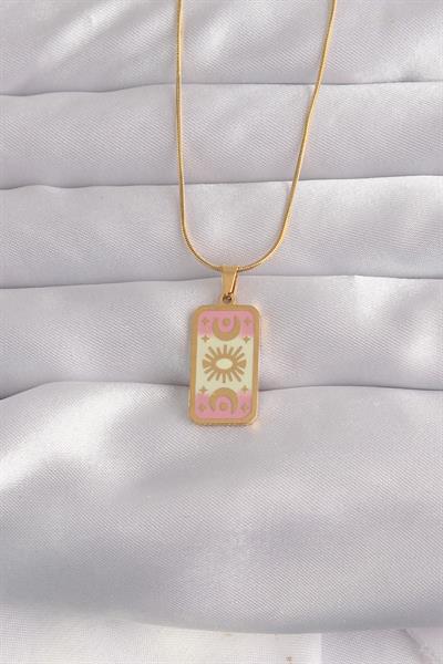 316L Çelik Gold Renk Karışık Mineli Ay Figür Tarot Kolye – PRT3500EB02144