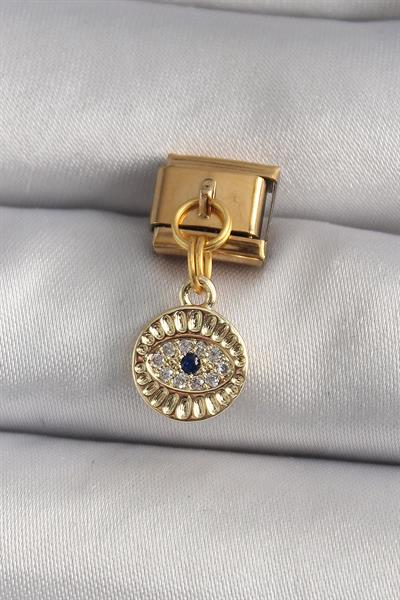 316L Çelik Gold Renk Sallantı Zirkon Taşlı Göz Model Nomination Charm – PRT3500EB03423