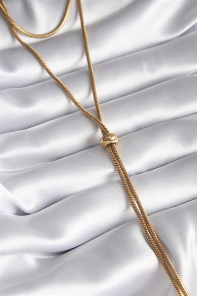 316L Çelik Gold Renk Tüp Zincir Asansör Model Kadın Kolye – PRT3500EB01049