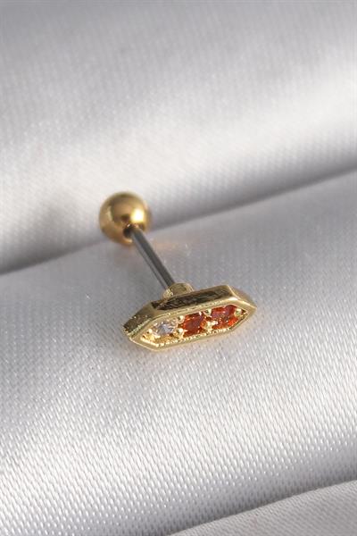 316L Çelik Gold Renk Turuncu Zirkon Taşlı Tragus Piercing – PRT3500EB02909