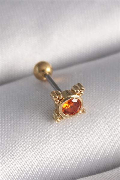 316L Çelik Gold Renk Turuncu Zirkon Taşlı Tragus Piercing – PRT3500EB02895