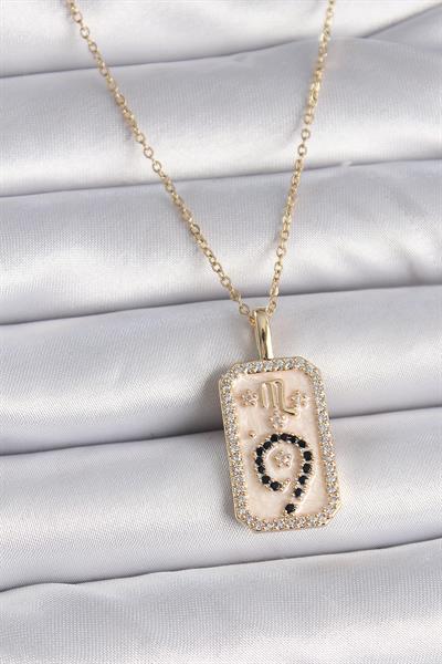 316L Çelik Gold Renk Zincir Akrep Burcu Zirkon Taşlı Kadın Kolye – PRT3500EB02735