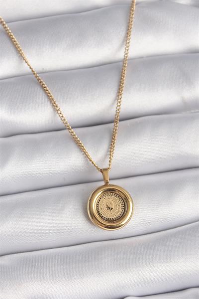 316L Çelik Gold Renk Zincir Gold Altın Model Kadın Kolye – PRT3500EB03121