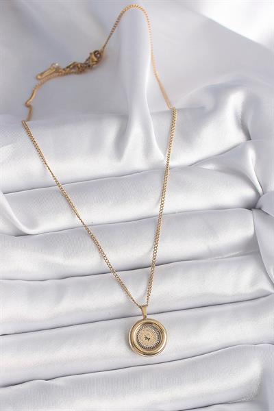 316L Çelik Gold Renk Zincir Gold Altın Model Kadın Kolye – PRT3500EB03121
