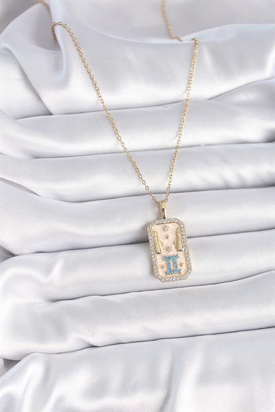 316L Çelik Gold Renk Zincir İkizler Burcu Zirkon Taşlı Kadın Kolye – PRT3500EB02738