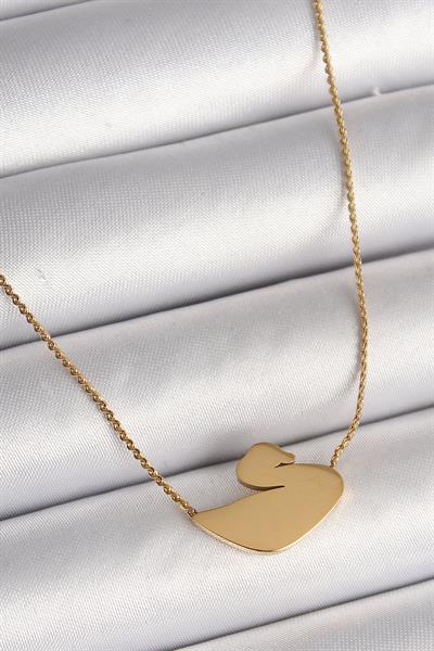 316L Çelik Gold Renk Zincir Kuğu Model Kadın Kolye – PRT3500EB03969