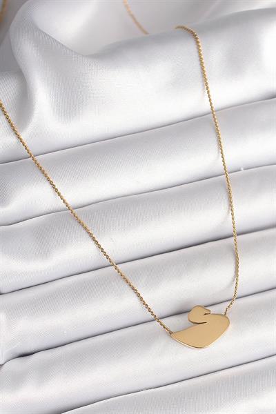316L Çelik Gold Renk Zincir Kuğu Model Kadın Kolye – PRT3500EB03969
